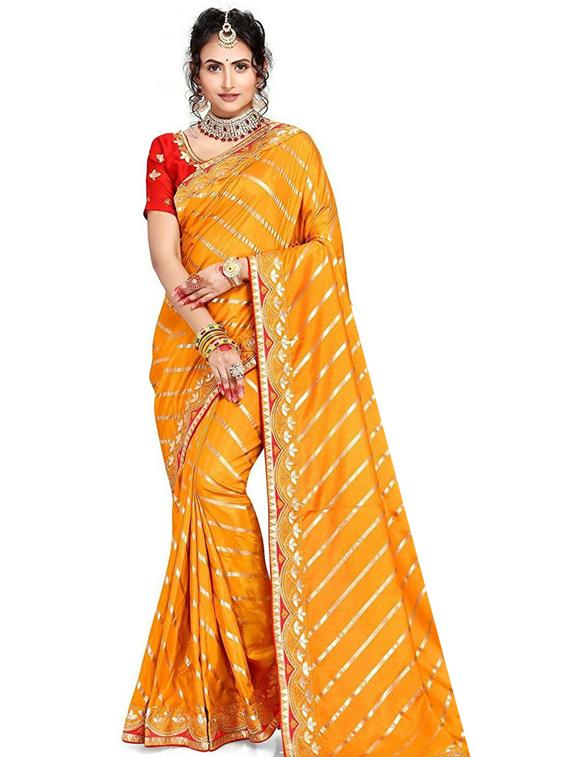 striped leheriya printed saree with blouse - 19561644 - Zoom Image - 0