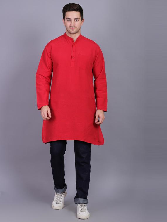 red solid long kurtas kurta - 19564522 - Zoom Image - 0