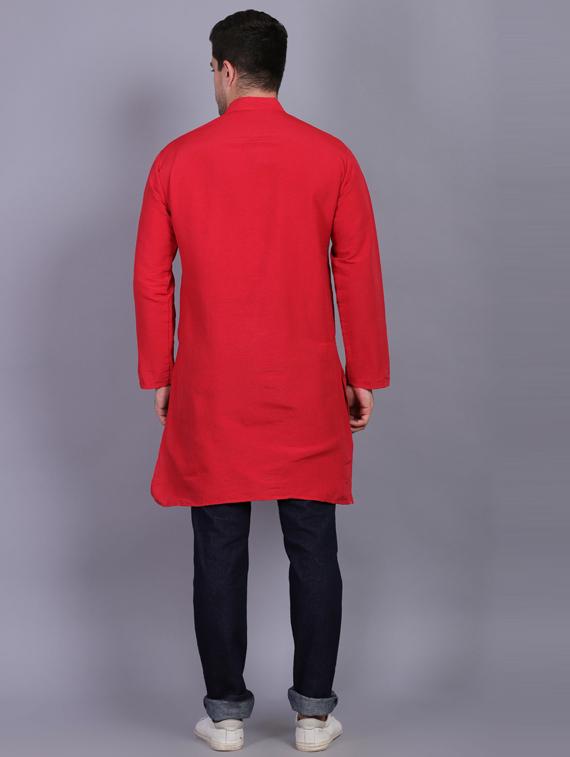 red solid long kurtas kurta - 19564522 - Standard Image - 3