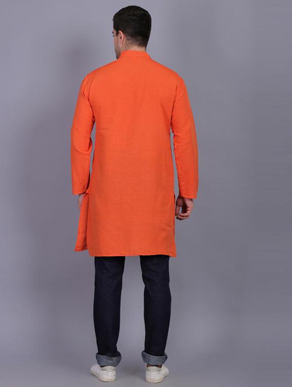 orange solid long kurtas kurta - 19564524 - Standard Image - 3