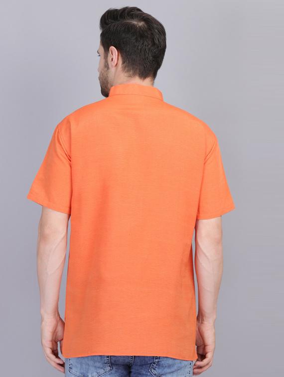 orange cotton blend short kurta - 19564534 - Standard Image - 3