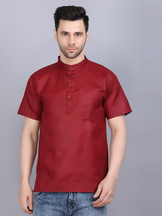 maroon cotton blend short kurtas kurta - 19564542 - Zoom Image - 0