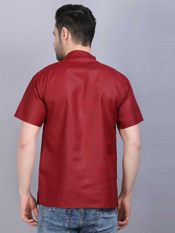 maroon cotton blend short kurtas kurta - 19564542 - Standard Image - 3