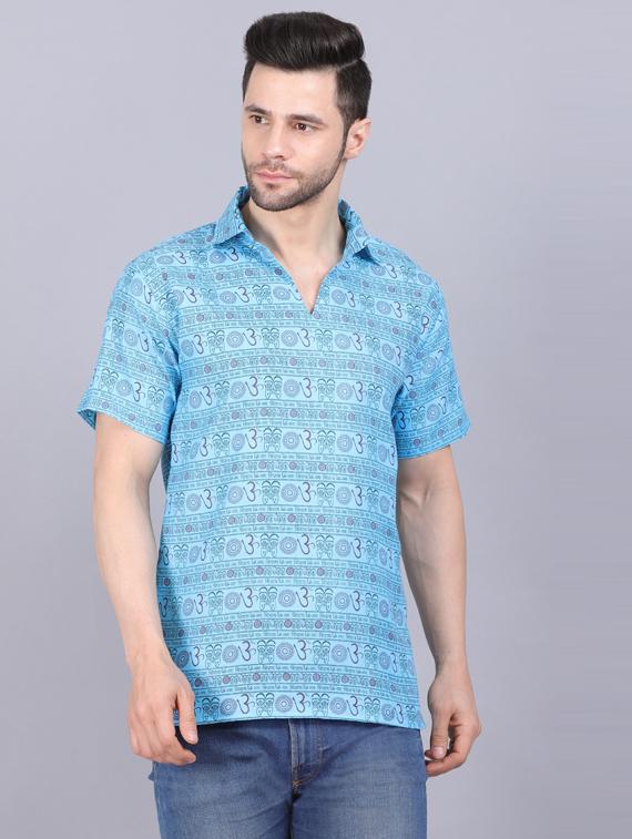 blue printed short kurta - 19564558 - Zoom Image - 0