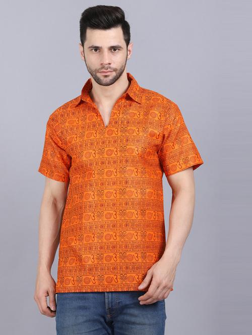 orange printed short kurta - 19564561 - Standard Image - 0