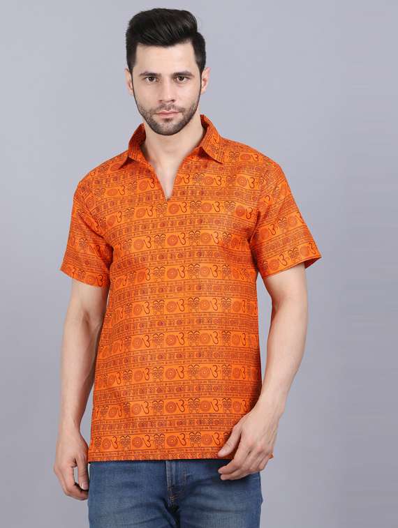 orange printed short kurta - 19564561 - Zoom Image - 0