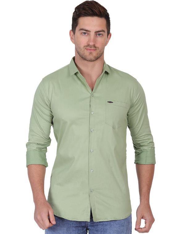 green cotton blend casual shirt - 19564636 -  Zoom Image - 0