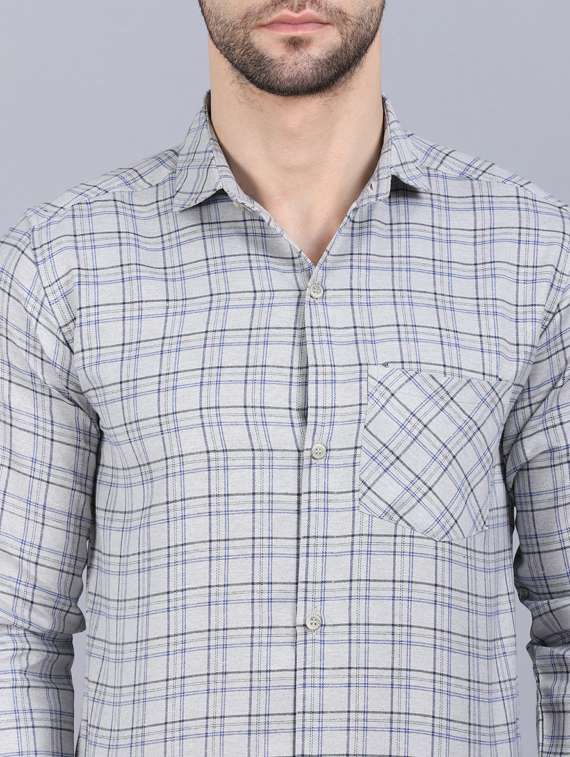 grey cotton blend casual shirt - 19564642 -  Standard Image - 5