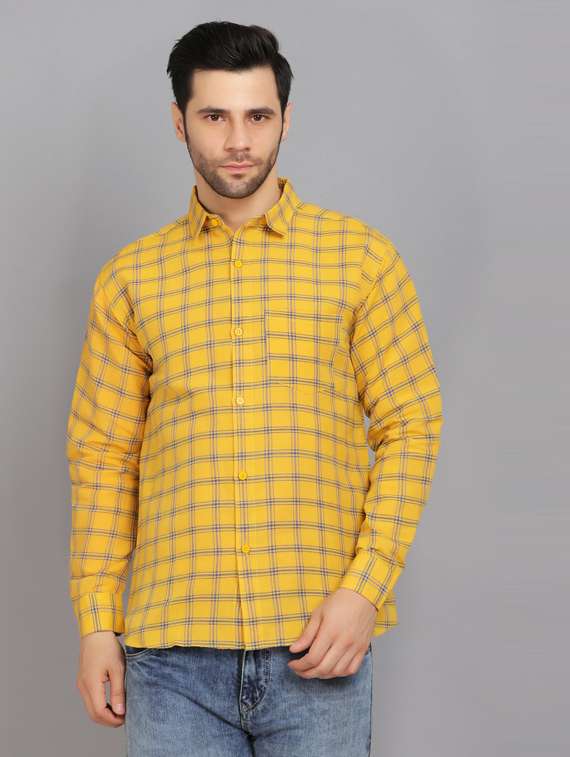 yellow cotton blend casual shirt - 19564652 - Zoom Image - 0
