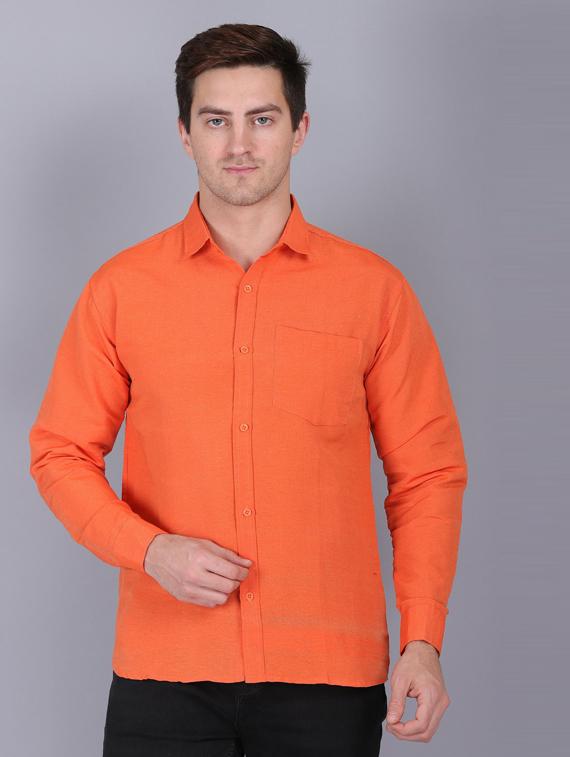orange cotton casual shirt - 19564675 -  Zoom Image - 0