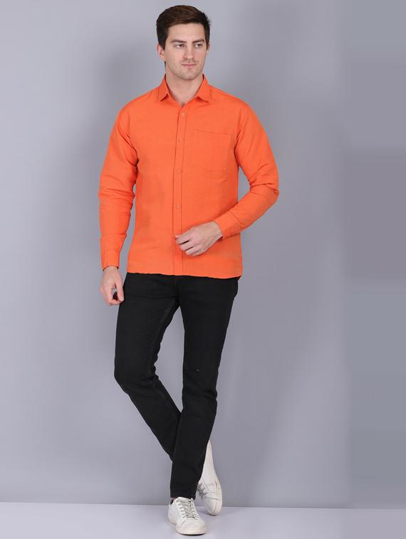 orange cotton casual shirt - 19564675 - Standard Image - 3