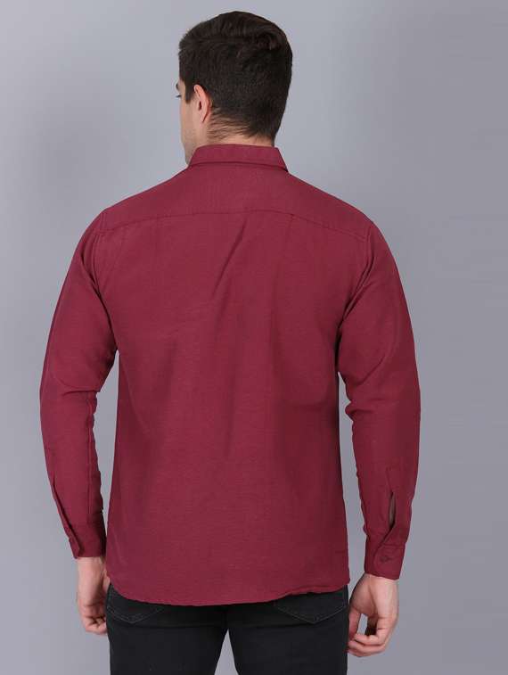 maroon cotton casual shirt - 19564677 -  Standard Image - 3