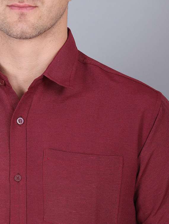 maroon cotton casual shirt - 19564677 -  Standard Image - 5