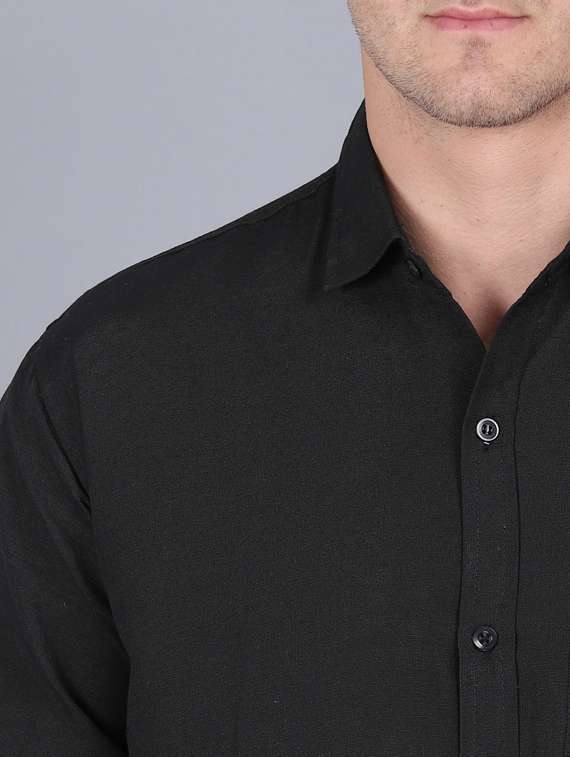black cotton casual shirt - 19564678 -  Standard Image - 5