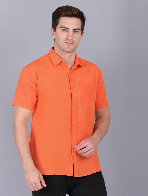 orange cotton casual shirt - 19564686 - Standard Image - 0