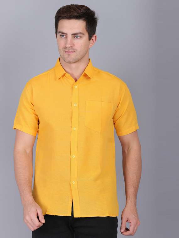 yellow cotton casual shirt - 19564687 - Zoom Image - 0
