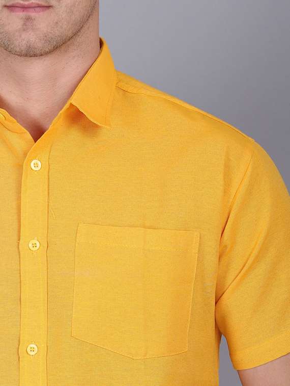 yellow cotton casual shirt - 19564687 - Standard Image - 5