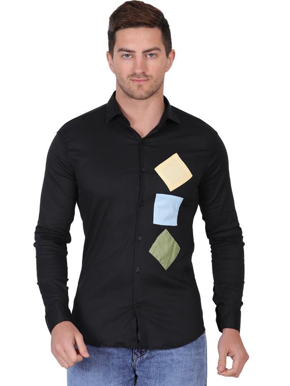 black cotton lycra casual shirt - 19564690 - Zoom Image - 0