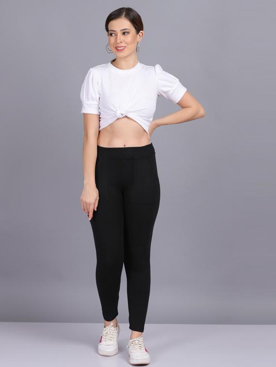 black solid mid rise ankle length jegging - 19565857 - Standard Image - 3