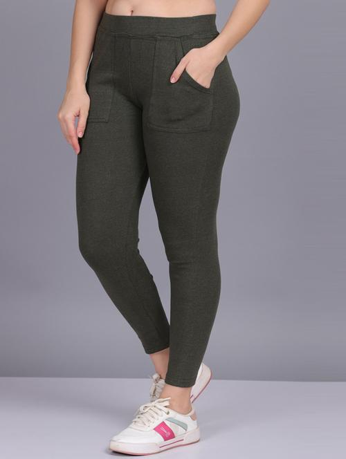 green cotton blend jeggings - 19565865 -  Standard Image - 0