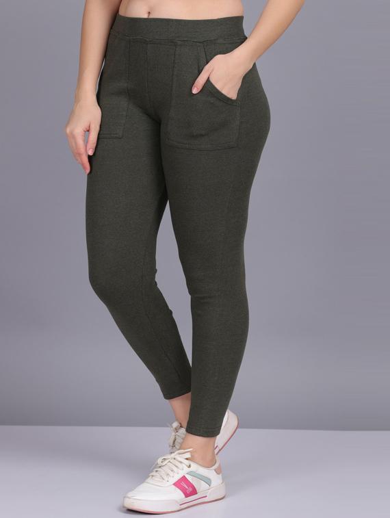 green cotton blend jeggings - 19565865 -  Zoom Image - 0