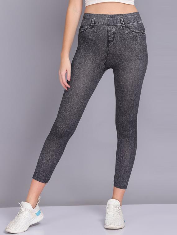 grey solid lycra jegging - 19565877 - Zoom Image - 0