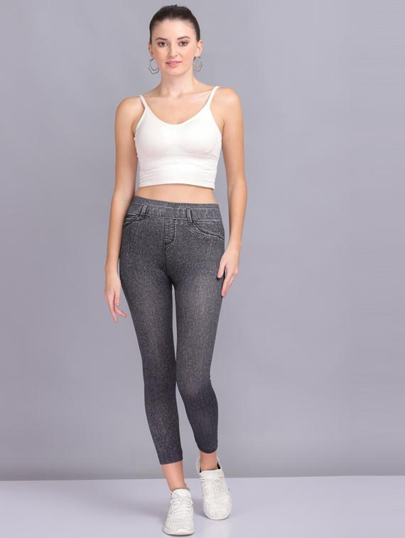 grey solid lycra jegging - 19565877 - Standard Image - 3