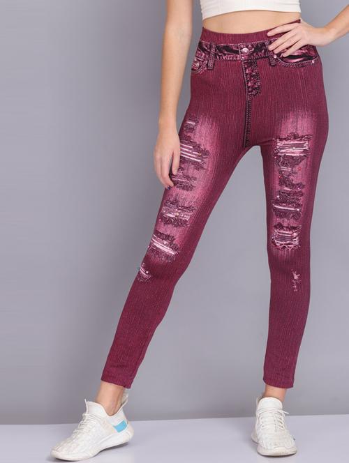 purple lycra jeggings - 19565878 -  Standard Image - 0
