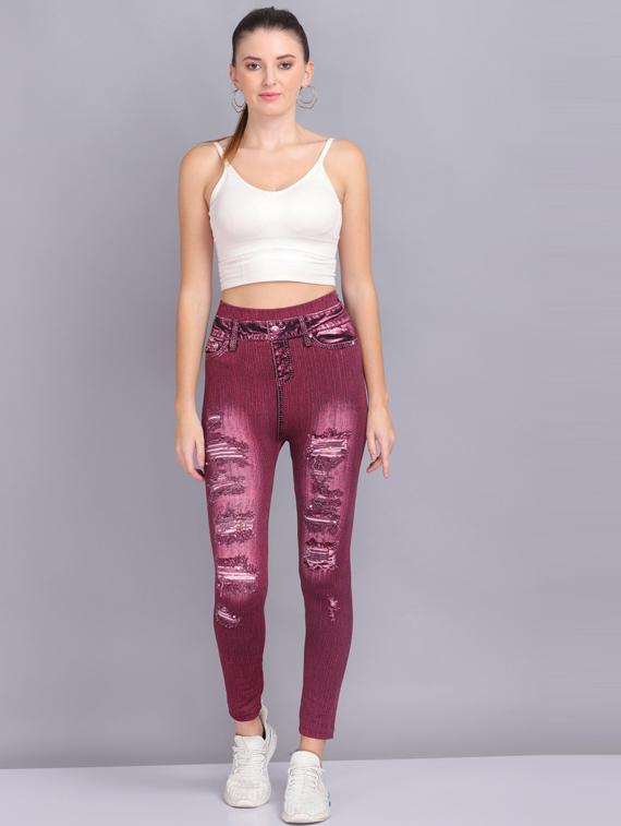purple lycra jeggings - 19565878 - Standard Image - 3