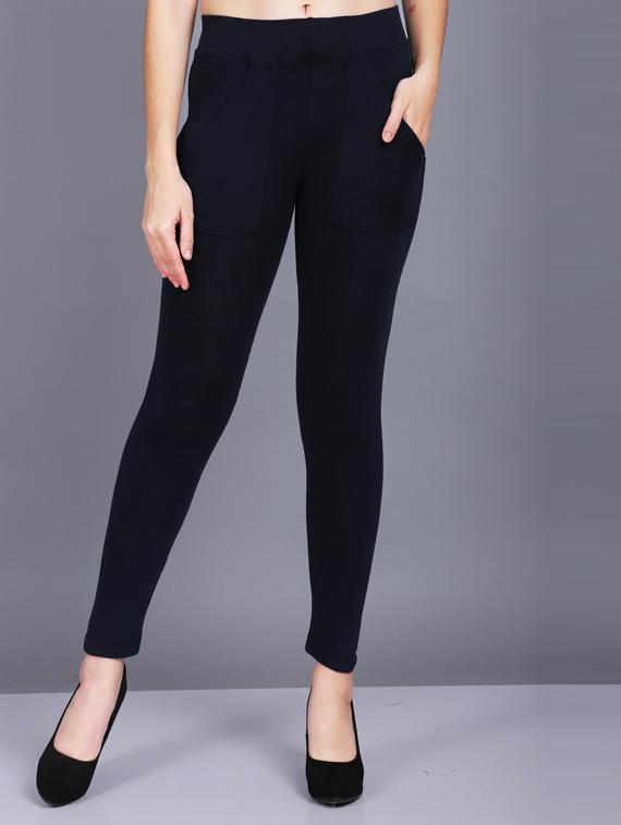dark blue cotton blend jeggings - 19565884 - Zoom Image - 0