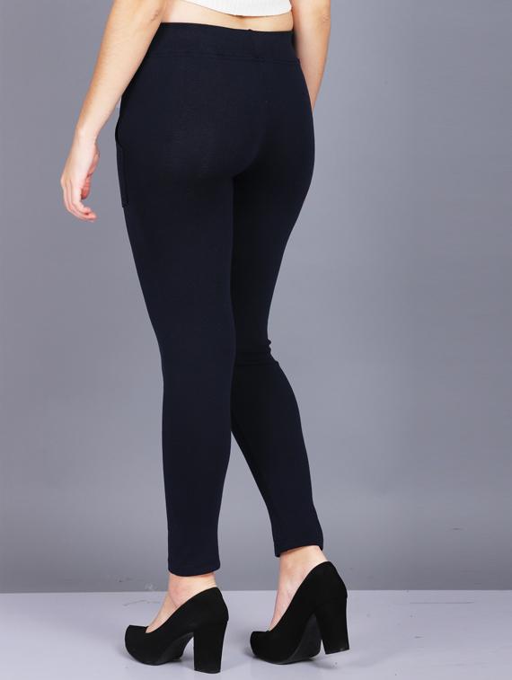 dark blue cotton blend jeggings - 19565884 - Standard Image - 3