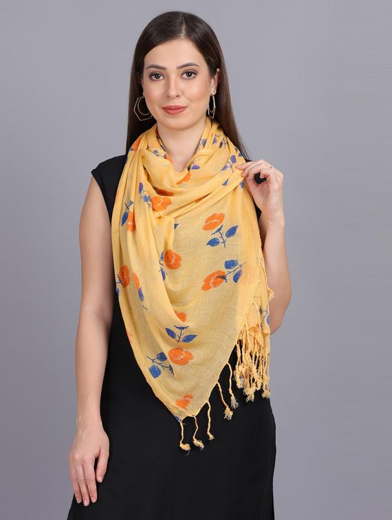 yellow floral printed dupatta - 19565933 - Standard Image - 3