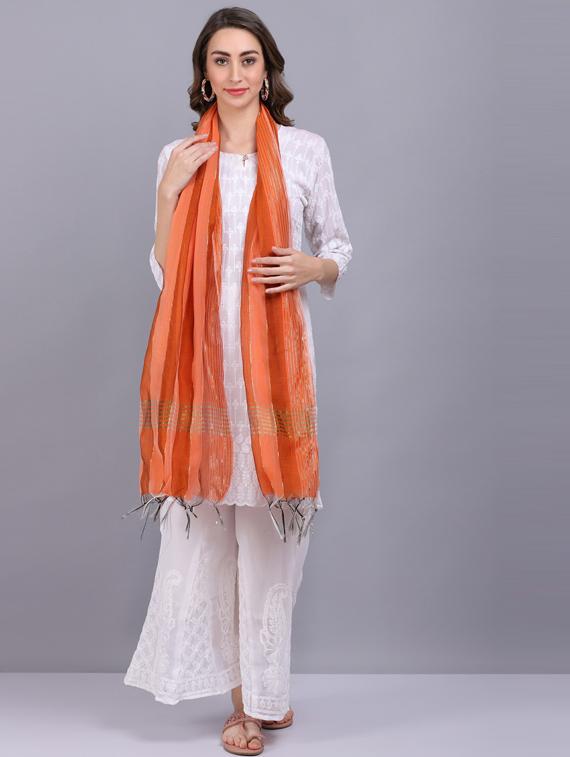 orange printed dupatta - 19565938 - Standard Image - 3