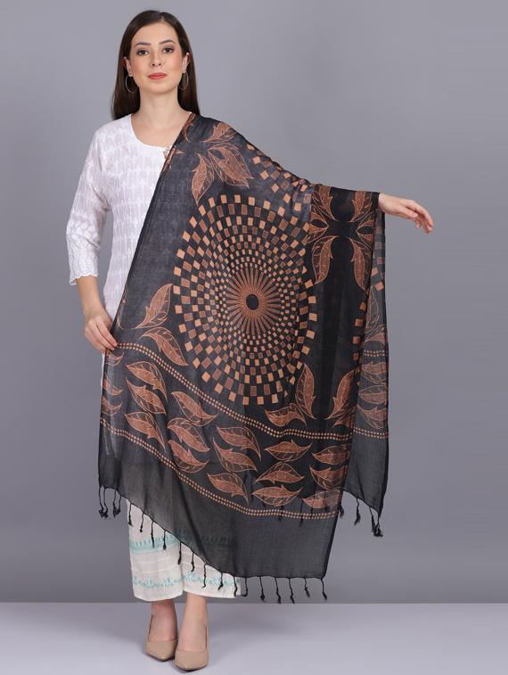 black printed dupatta - 19565942 - Zoom Image - 0
