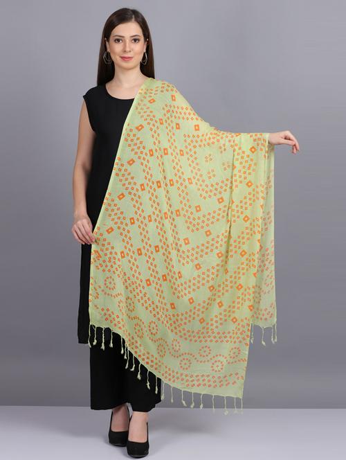green bandhani print dupatta - 19565943 -  Standard Image - 0