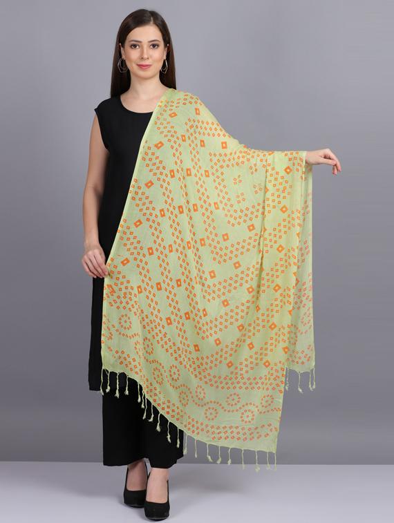 green bandhani print dupatta - 19565943 -  Zoom Image - 0