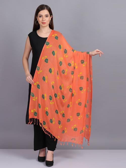 orange floral printed dupatta - 19565949 - Standard Image - 0