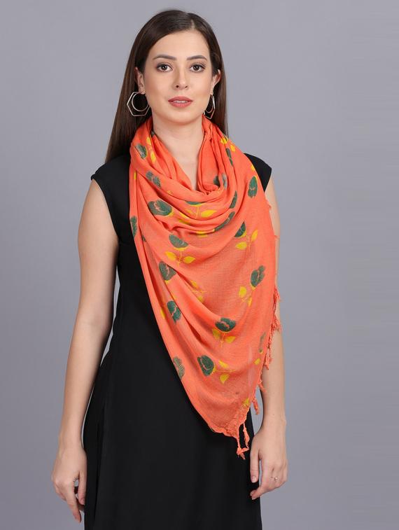 orange floral printed dupatta - 19565949 - Standard Image - 3