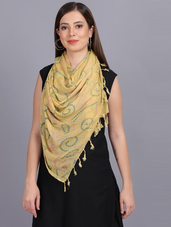yellow bandhani print dupatta - 19565953 - Standard Image - 3