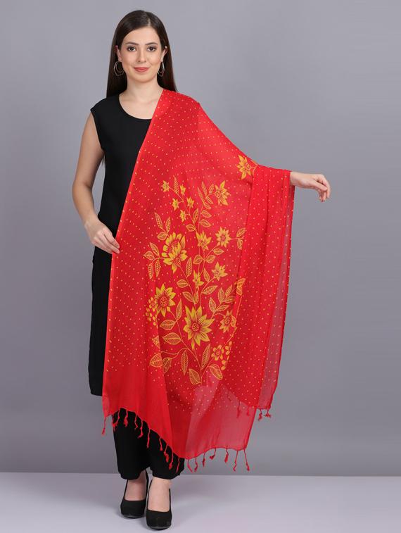 red printed dupatta - 19565955 - Zoom Image - 0