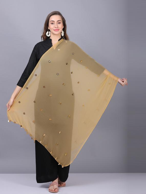 beige solid dupatta - 19565968 -  Zoom Image - 0