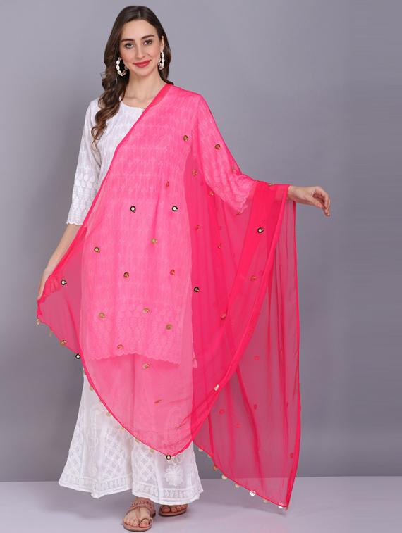 pink solid dupatta - 19565972 -  Zoom Image - 0