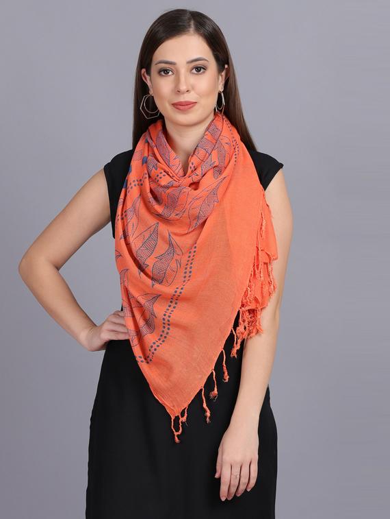 orange printed dupatta - 19565973 -  Zoom Image - 0