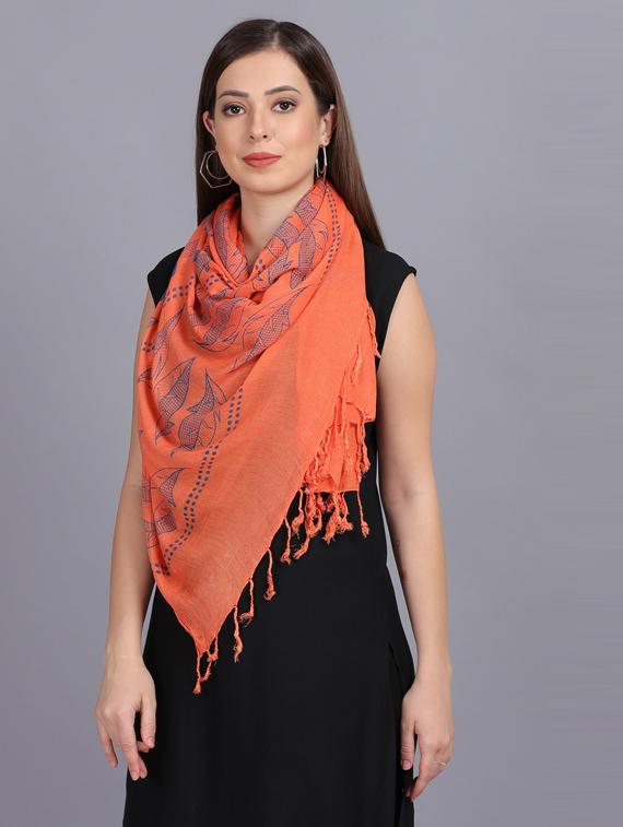 orange printed dupatta - 19565973 - Standard Image - 3