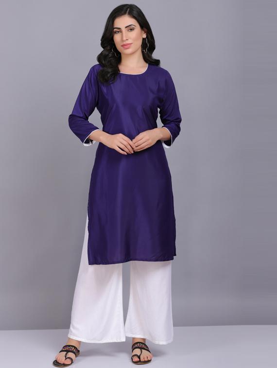 solid kurta palazzo set - 19566006 - Zoom Image - 0