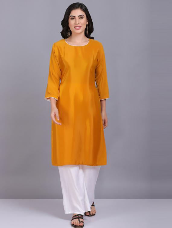round neck kurta palazzo set - 19566008 - Zoom Image - 0