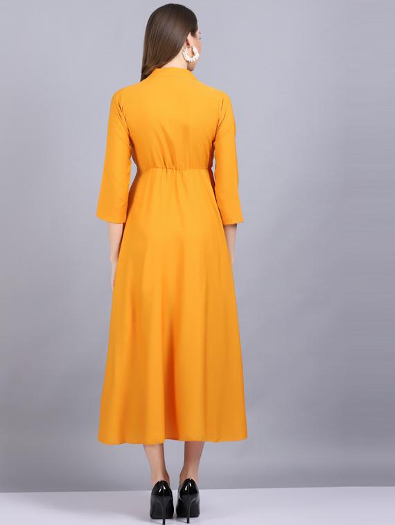 lapel neck crepe flared gown - 19566012 - Standard Image - 3