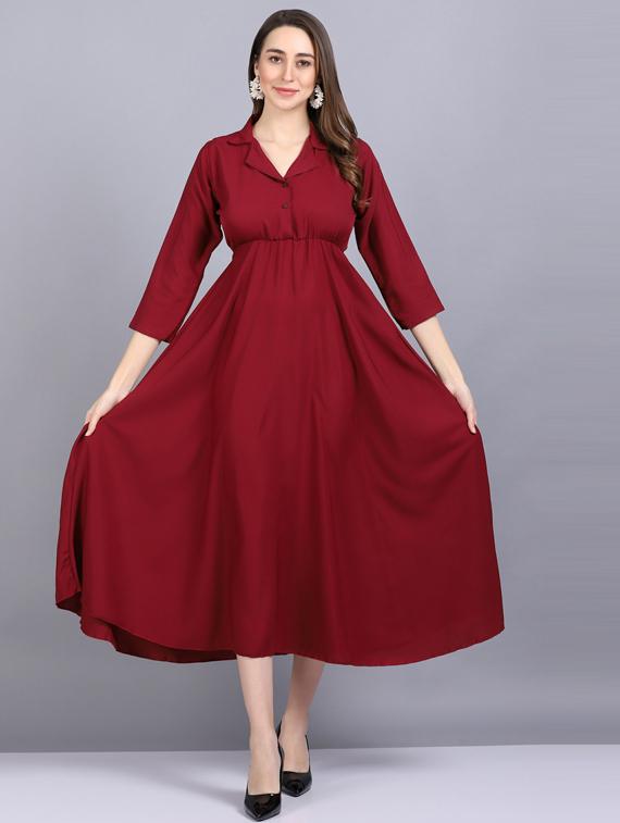 lapel neck crepe flared gown - 19566013 - Standard Image - 3