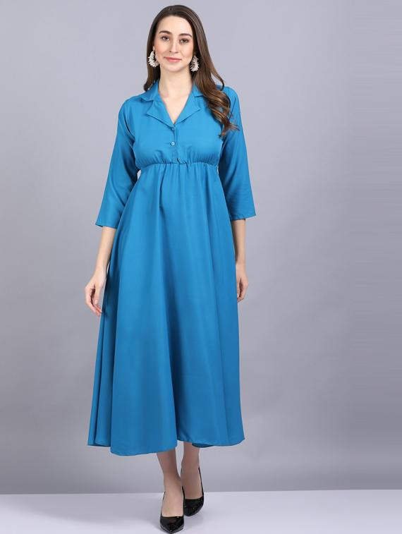lapel neck crepe flared gown - 19566016 - Zoom Image - 0