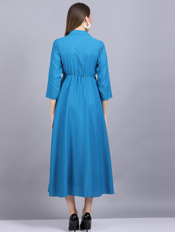 lapel neck crepe flared gown - 19566016 - Standard Image - 3
